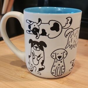 Playful Dog Design Ceramic Mug with Blue Interior